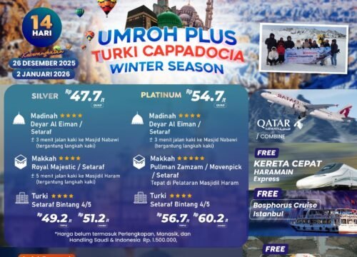 UMROH PLUS TURKI CAPPADOCIA 14 HARI MUSIM SALJU HOLIDAY WINTER SEASON DESEMBER JANUARI