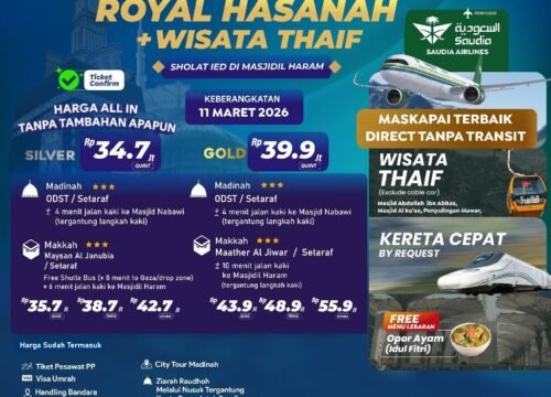 UMROH ITIKAF LAILATUL QODAR 14 HARI PESAWAT SAUDIA FREE THAIF RAMADHAN ROYAL HASANAH 1447 MARET 2026