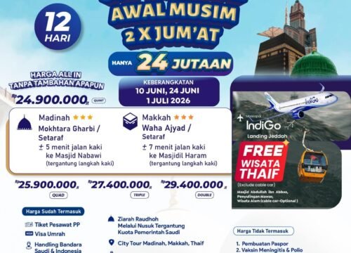 UMROH 12 HARI HANYA 24 JUTA-AN ALL IN SUPER HEMAT AWAL MUSIM JUNI JULI 2026